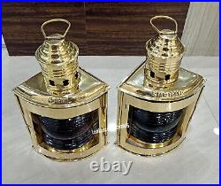 Brass Lantern Nautical Kerosene Lamp With Handle Up Lantern Starboard Glass
