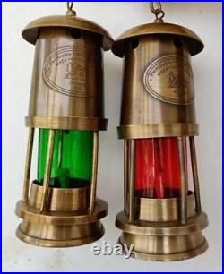Brass Minor Oil Lamp Antique Nautical Ship Lantern Maritime Boat Light 2 UNIT