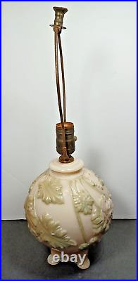 C. 1949 Aladdin Alacite Lamp #G10 Glowing Uranium Custard Glass Leaf Pattern