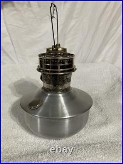 C. 1965 Aladdin Oil Lamp, Wick Raiser 23 Base 6 7/16Dia, Aluminum, 2.5 Fitter