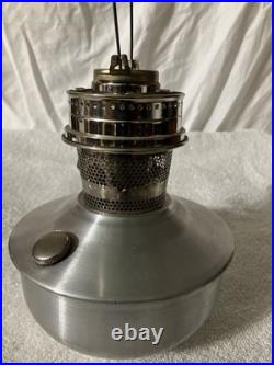 C. 1965 Aladdin Oil Lamp, Wick Raiser 23 Base 6 7/16Dia, Aluminum, 2.5 Fitter