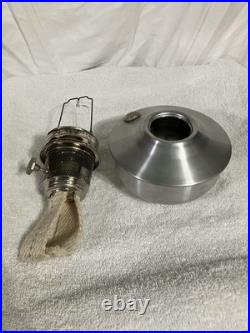 C. 1965 Aladdin Oil Lamp, Wick Raiser 23 Base 6 7/16Dia, Aluminum, 2.5 Fitter