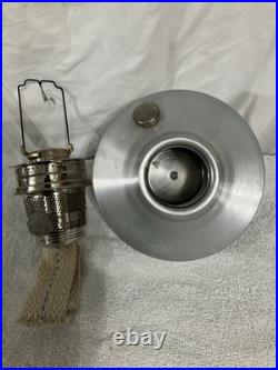 C. 1965 Aladdin Oil Lamp, Wick Raiser 23 Base 6 7/16Dia, Aluminum, 2.5 Fitter