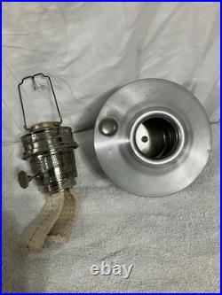 C. 1965 Aladdin Oil Lamp, Wick Raiser 23 Base 6 7/16Dia, Aluminum, 2.5 Fitter