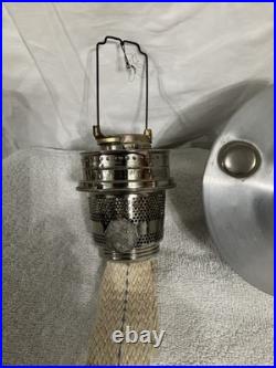 C. 1965 Aladdin Oil Lamp, Wick Raiser 23 Base 6 7/16Dia, Aluminum, 2.5 Fitter