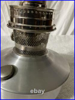 C. 1965 Aladdin Oil Lamp, Wick Raiser 23 Base 6 7/16Dia, Aluminum, 2.5 Fitter