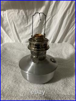 C. 1965 Aladdin Oil Lamp, Wick Raiser 23 Base 6 7/16Dia, Aluminum, 2.5 Fitter
