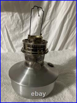 C. 1965 Aladdin Oil Lamp, Wick Raiser 23 Base 6 7/16Dia, Aluminum, 2.5 Fitter