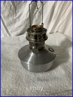 C. 1965 Aladdin Oil Lamp, Wick Raiser 23 Base 6 7/16Dia, Aluminum, 2.5 Fitter