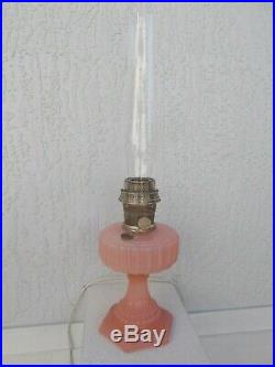 C1934 ALADDIN #112 ROSE Cathedral Kerosene Oil Lamp wBurner & Chimney