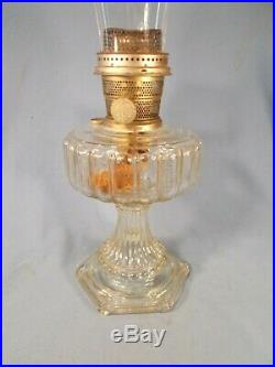 C1935 ALADDIN #107 Clear Cathedral Kerosene Oil Lamp wBurner & Chimney