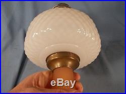 C1937 ALADDIN B-91 White & Rose Foot Moonstone Quilt Kerosene Oil Lamp w Chimney