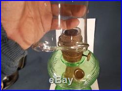 C1937 ALADDIN B81 GREEN CRYSTAL BEEHIVE Kerosene Oil Lamp Burner Chimney