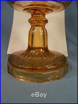 C1941 ALADDIN B-49 Amber Bell Stem Washington Drape Kerosene Oil Lamp wChimney