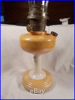 C1948 ALADDIN B-27 Alacite Simplicity GOLD LUSTRE Kerosene Oil Lamp & Chimney