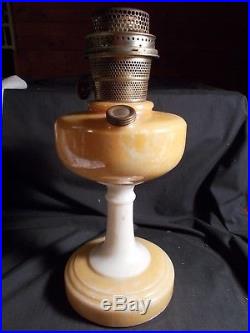 C1948 ALADDIN B-27 Alacite Simplicity GOLD LUSTRE Kerosene Oil Lamp & Chimney