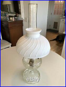 COMPLETE Aladdin Washington Drape Oil Lamp White Ornate Shade Chimney ORIGINAL