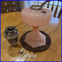 Cathedral Aladdin Oil Lamp Style B-112 Pastel Rose or Flesh Moonstone Art Glass
