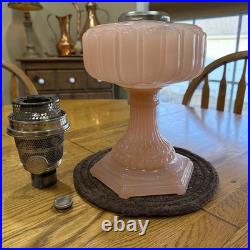 Cathedral Aladdin Oil Lamp Style B-112 Pastel Rose or Flesh Moonstone Art Glass