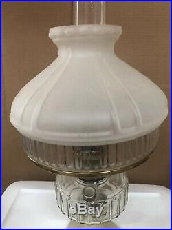Clear & Frosted Aladdin Corinthian Kerosene Oil Lamp & 601 Clear/Frost 601 Shade