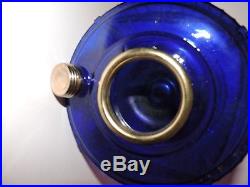 Cobalt BLUE SHORT LINCOLN DRAPE ALADDIN KEROSENE OIL LAMP 1989