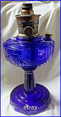 Cobalt blue Aladdin lamp Model B brass burner Lincoln Drape absolutely stunning