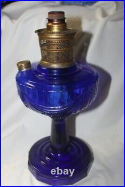 Cobalt blue Aladdin lamp Model B brass burner Lincoln Drape absolutely stunning