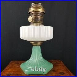 Corinthian Aladdin Mantel Lamp Nu Type Model B White Moonstone Font Jade Base