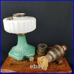 Corinthian Aladdin Mantel Lamp Nu Type Model B White Moonstone Font Jade Base