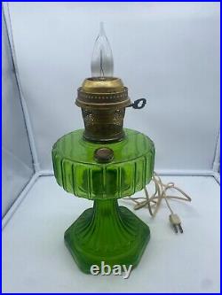 Corinthian Model B-105 Aladdin Green Base Kerosene Oil Lamp Electrified Cab 4