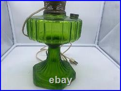 Corinthian Model B-105 Aladdin Green Base Kerosene Oil Lamp Electrified Cab 4