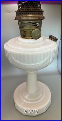 Cream Custard Glass Lincoln Drape Aladdin Tall Lamp Antique White Glass Shade