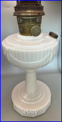Cream Custard Glass Lincoln Drape Aladdin Tall Lamp Antique White Glass Shade