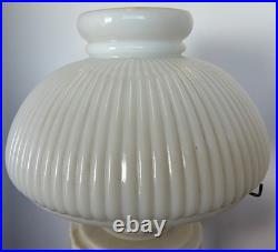 Cream Custard Glass Lincoln Drape Aladdin Tall Lamp Antique White Glass Shade