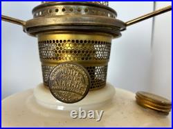 Cream Custard Glass Lincoln Drape Aladdin Tall Lamp Antique White Glass Shade