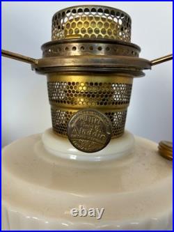Cream Custard Glass Lincoln Drape Aladdin Tall Lamp Antique White Glass Shade