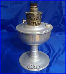 Early ALADDIN Brushed Aluminum Metal Kerosene Table Oil Lamp with Model C Burner