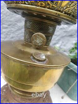 Early ALADDIN OIL LAMP with brass shade set with facet cut cabochons
