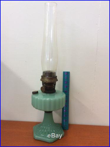 Early Aladdin Corinthian Oil Lamp Moonstone with original chimney. Model B