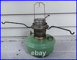 Early Aladdin Model B Jade Green Moonstone Bracket Kerosene Oil Lamp Glass Font