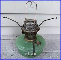 Early Aladdin Model B Jade Green Moonstone Bracket Kerosene Oil Lamp Glass Font