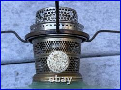 Early Aladdin Model B Jade Green Moonstone Bracket Kerosene Oil Lamp Glass Font