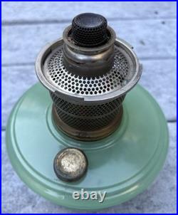 Early Aladdin Model B Jade Green Moonstone Bracket Kerosene Oil Lamp Glass Font