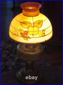 Electrified Amber Aladdin Colonial Hobnail Lamp, Beautiful Hand Painted Shade