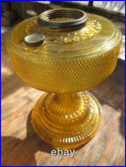 Electrified Amber Aladdin Colonial Hobnail Lamp, Beautiful Hand Painted Shade
