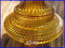 Electrified Amber Aladdin Colonial Hobnail Lamp, Beautiful Hand Painted Shade