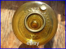 Electrified Amber Aladdin Colonial Hobnail Lamp, Beautiful Hand Painted Shade