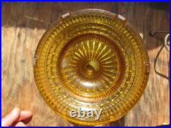 Electrified Amber Aladdin Colonial Hobnail Lamp, Beautiful Hand Painted Shade