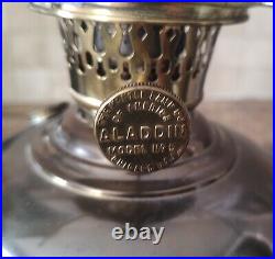 Electrified Antique Aladdin Brass Oil Lamp with Hurricane Globe and Shade