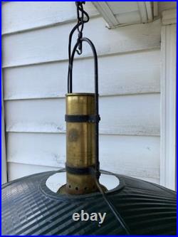 Electrified Country Store Antique Aladdin Brass Oil Lamp Green Tin Reflector